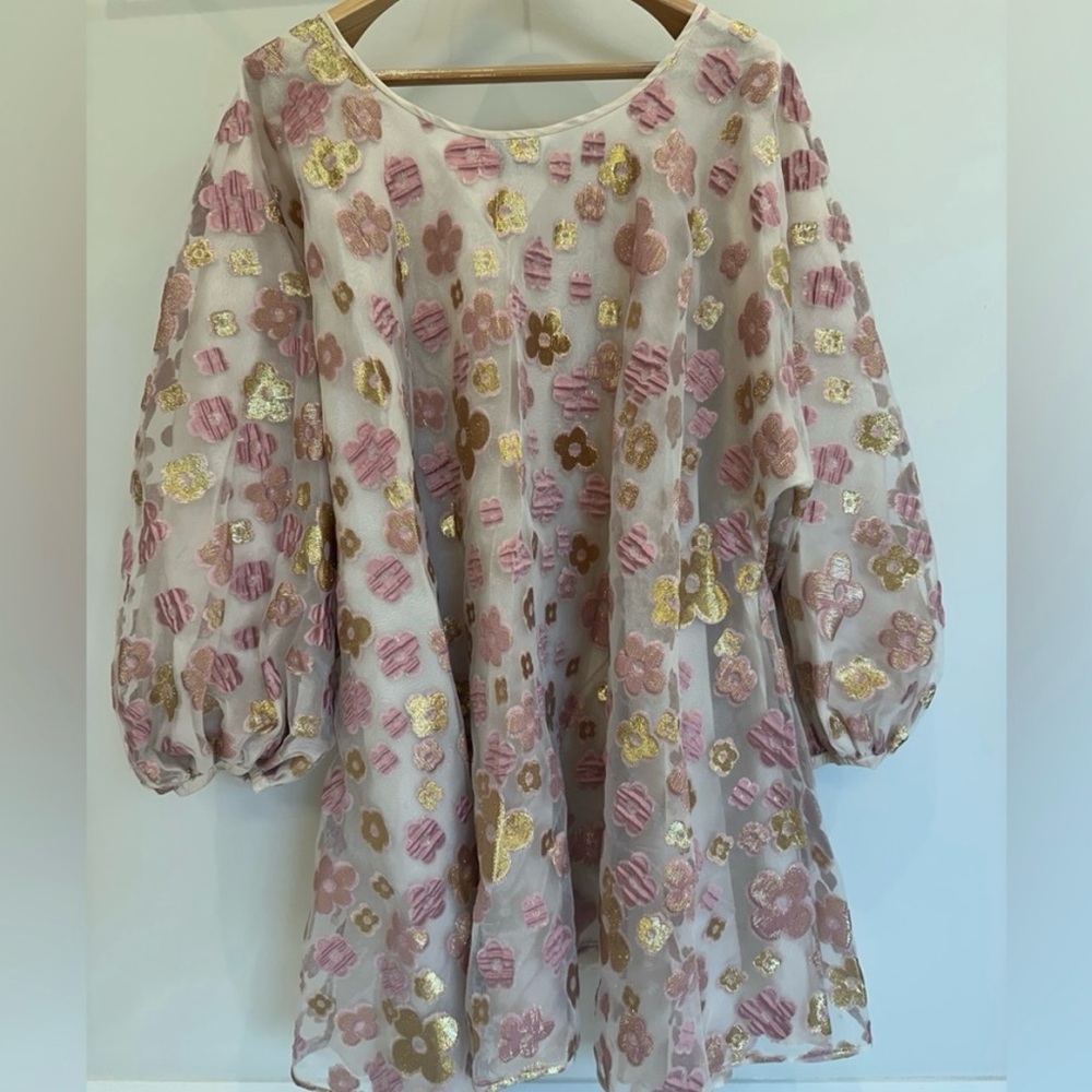 Arianna Elmy FloralDress with Pink and Gold Accents